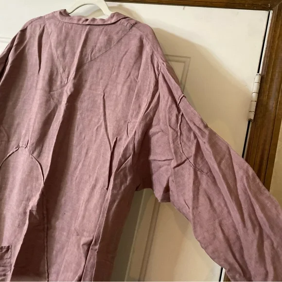 Cynthia Ashby Lagenlook Long Sleeve Linen Dress Dusty Pink Size Large - Picture 8 of 12
